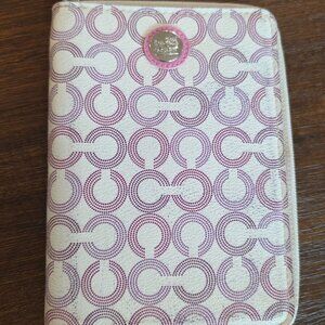 COACH Cream/ Multi Color Waverly Dotted Signature Card Wallet Organizer